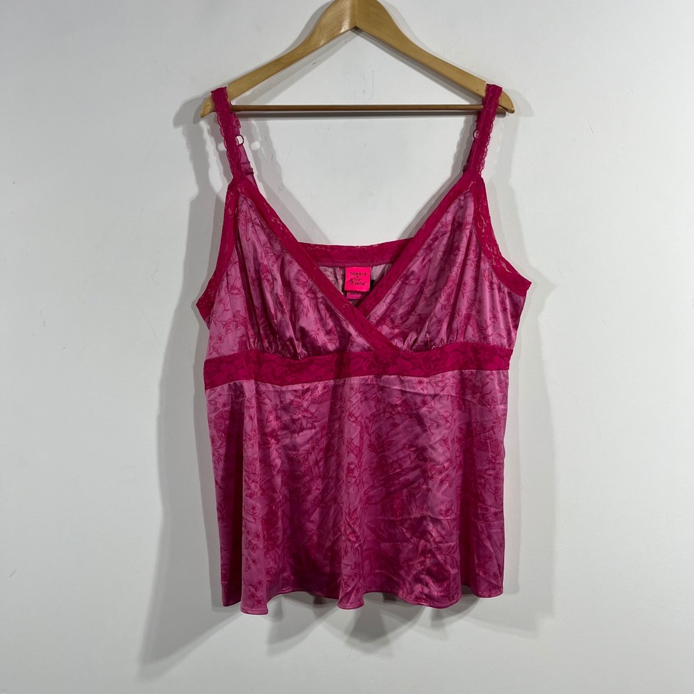 Torrid Betsey Johnson Y2K Babydoll Floral Leopard Satin Cami Top 3x Concert Boho